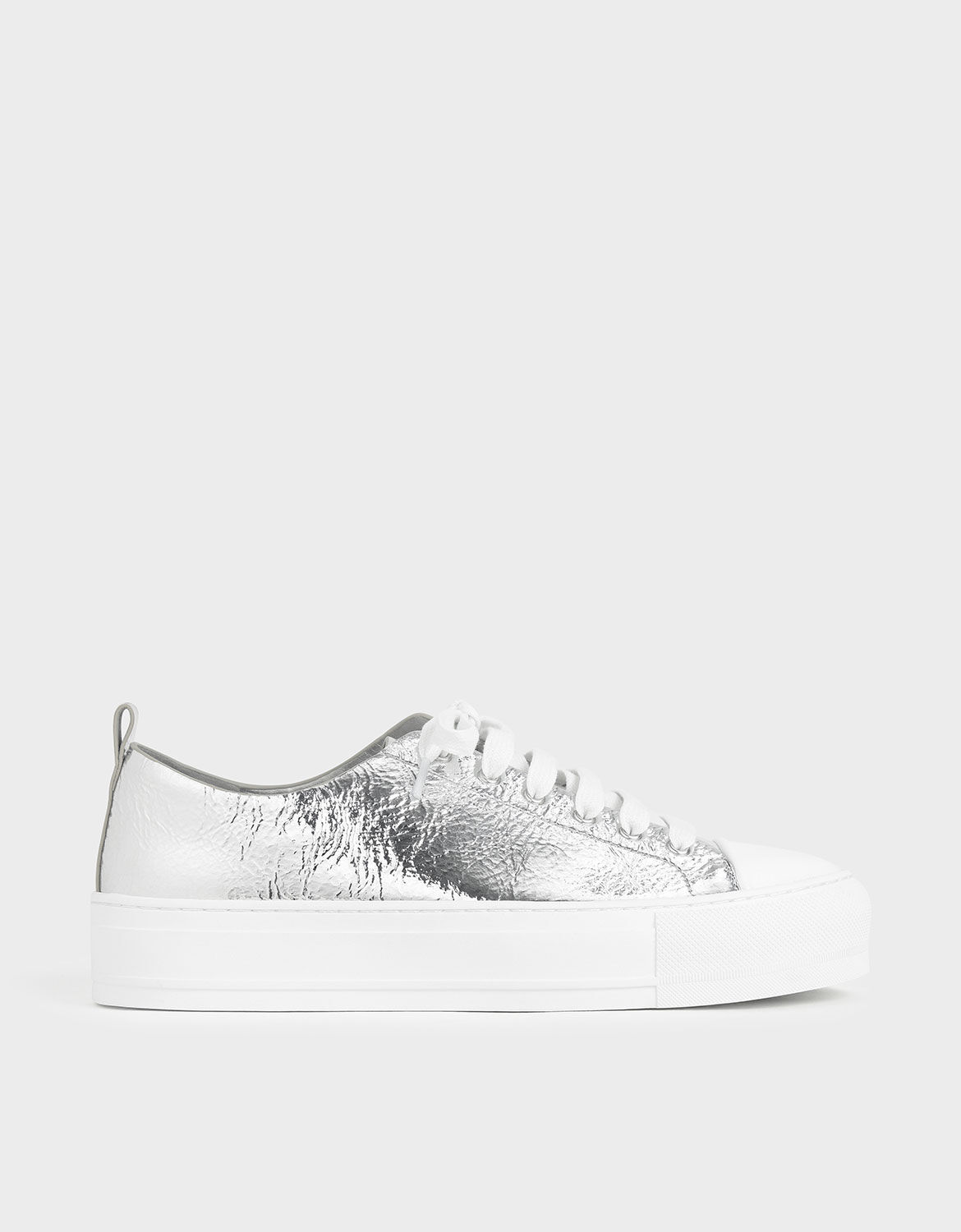 Silver Metallic Platform Sneakers 