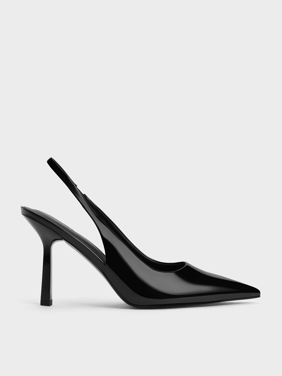 Patent Pointed-Toe Slingback Pumps, Black Patent, hi-res