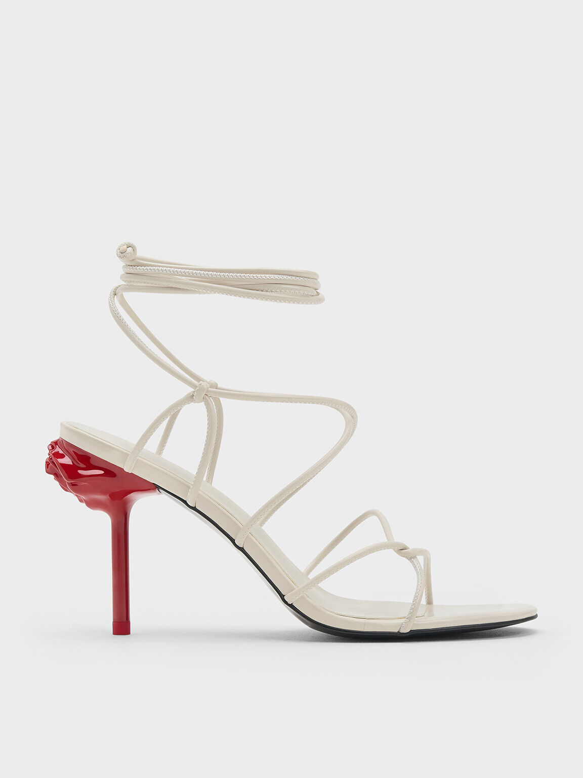 Flor Rose-Heel Strappy Sandals, Chalk, hi-res