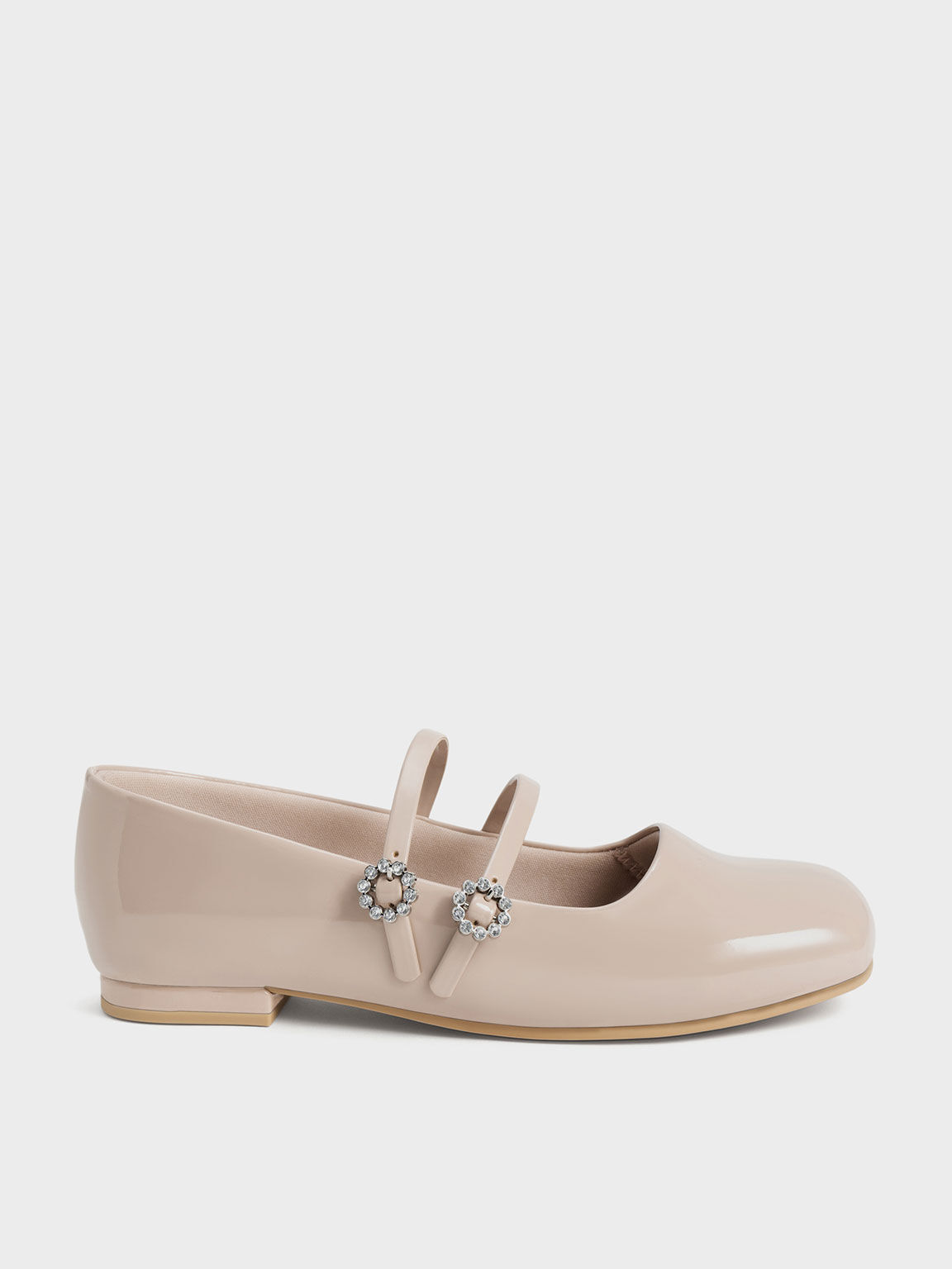 Girls' Gem-Embellished Patent Mary Janes, Blush, hi-res