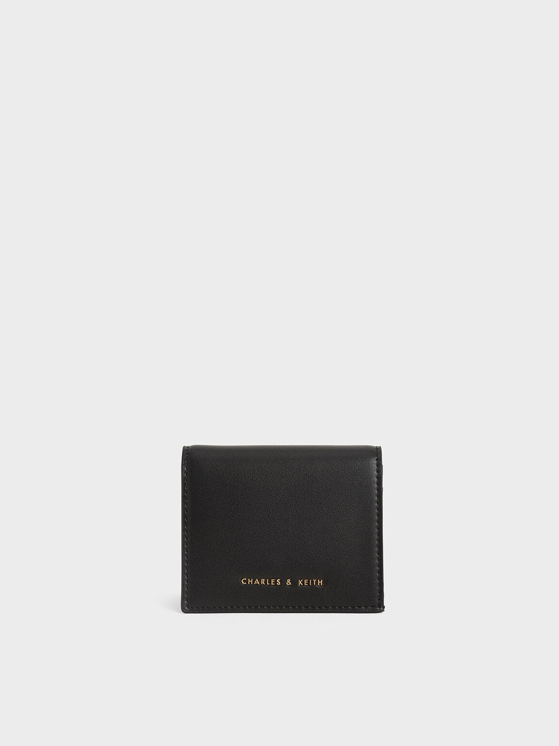 Black Snap Button Mini Short Wallet - CHARLES & KEITH US