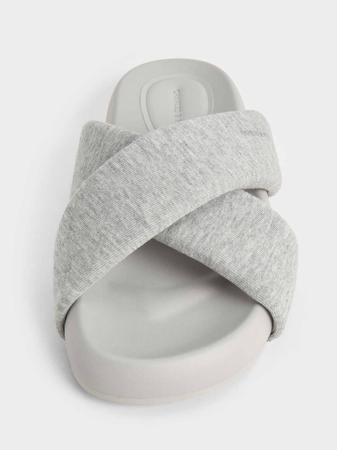 Lumi Textured Crossover-Strap Slide Sandals, Light Grey, hi-res