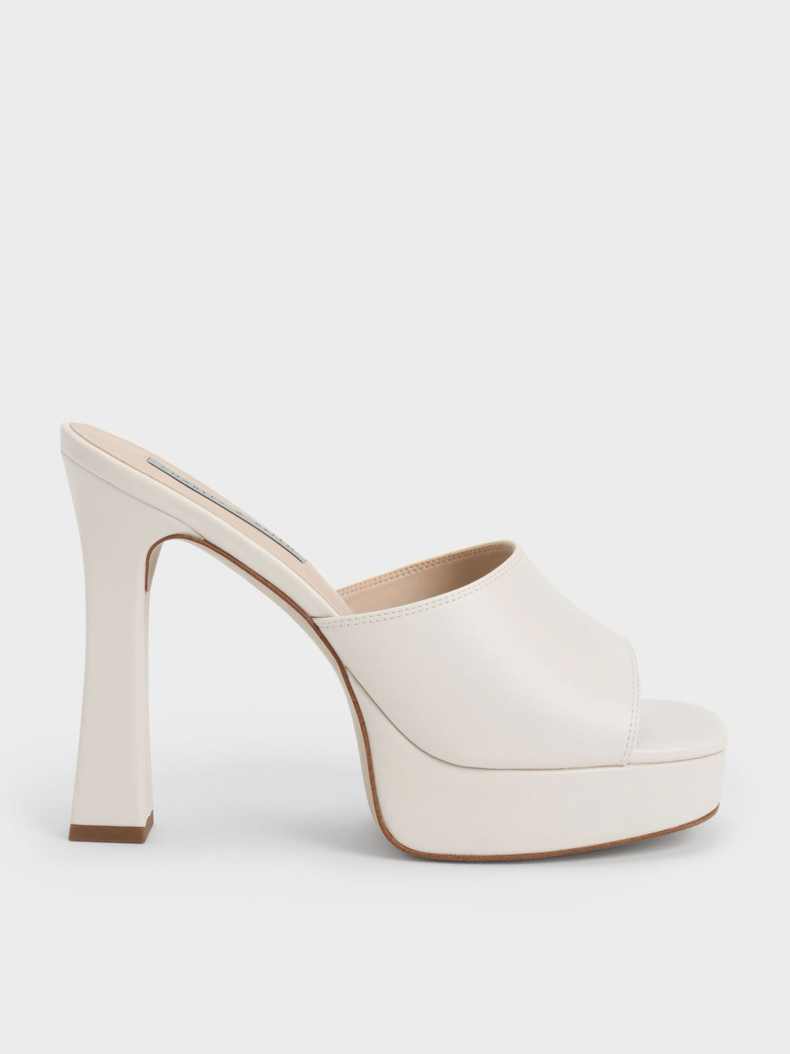 Cooper Flared Block Heels - Wide Fit in White | Number One Shoes