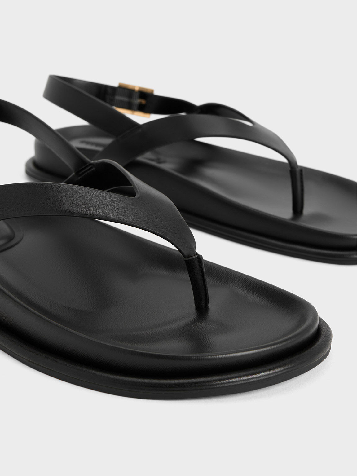 V-Strap Thong Sandals, Black, hi-res