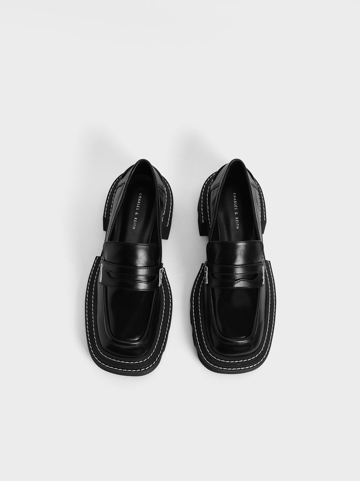 Black Perline Chunky Penny Loafers - CHARLES & KEITH US