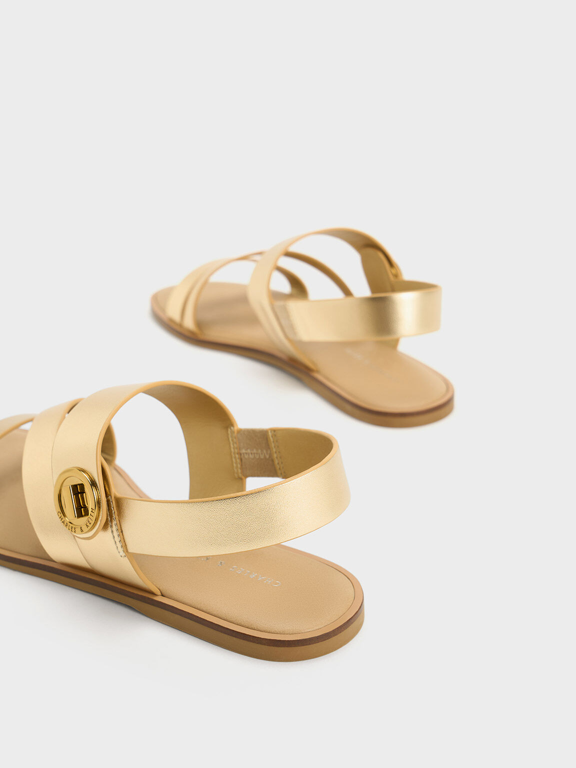 Gold 2025 flat slippers