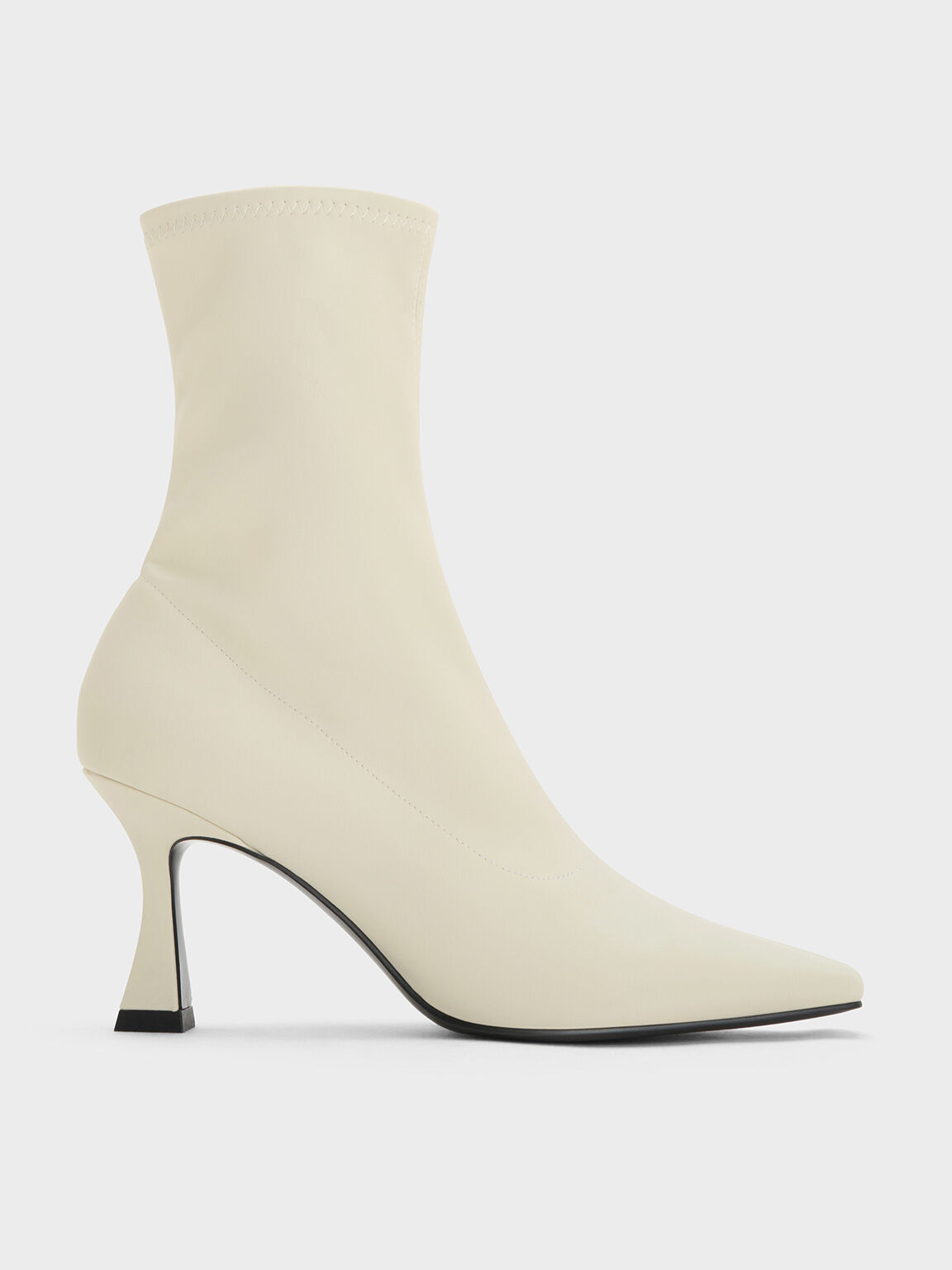 Elongated Square-Toe Ankle Boots, Chalk, hi-res