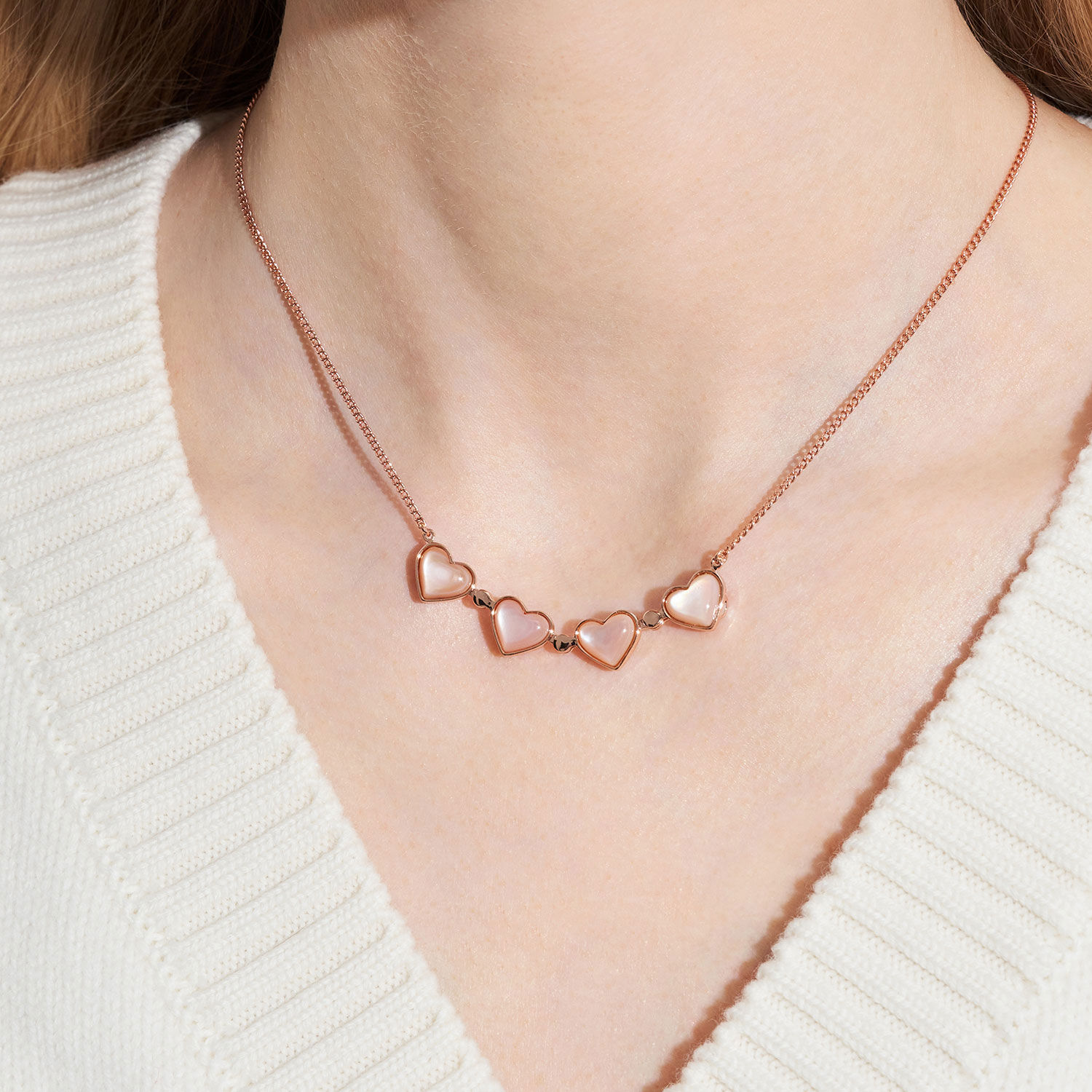 Annalise Clover Heart Necklace, Rose Gold, hi-res