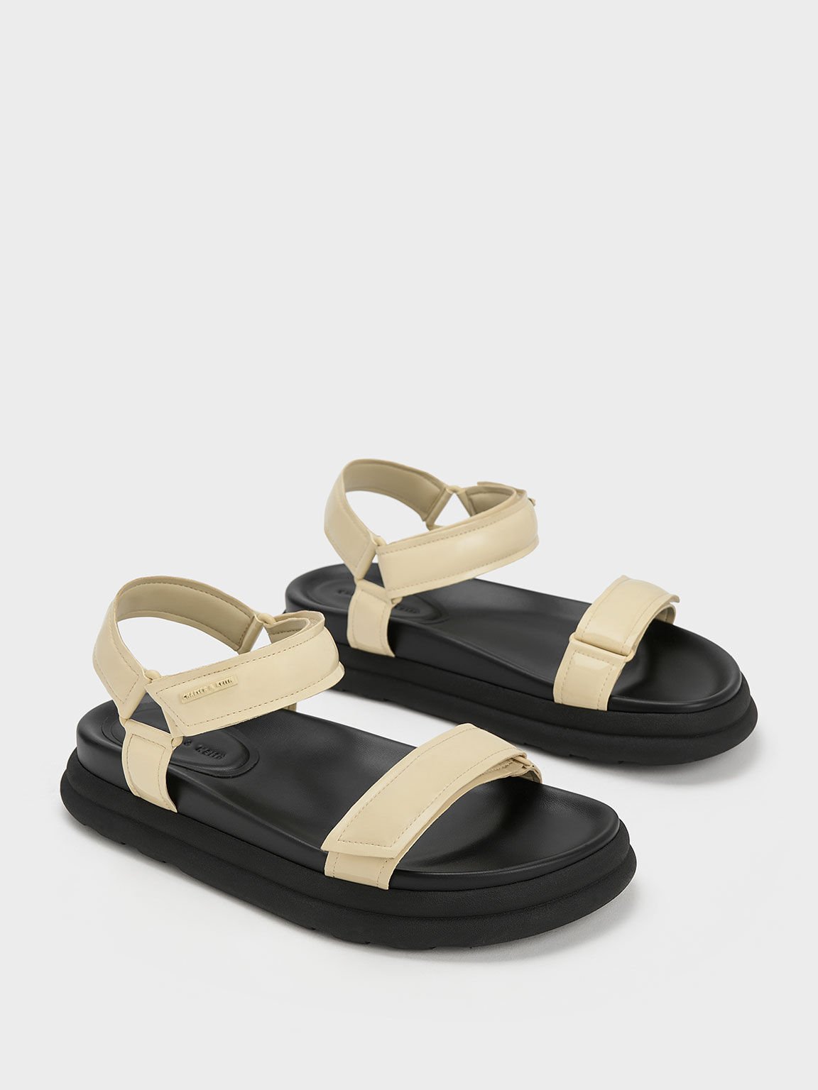 Yellow Patent Strappy Sports Sandals - CHARLES & KEITH SG