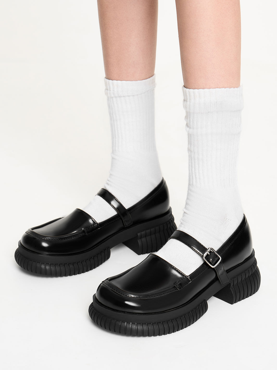 Black Buckled Mary Jane Loafers - CHARLES & KEITH SG