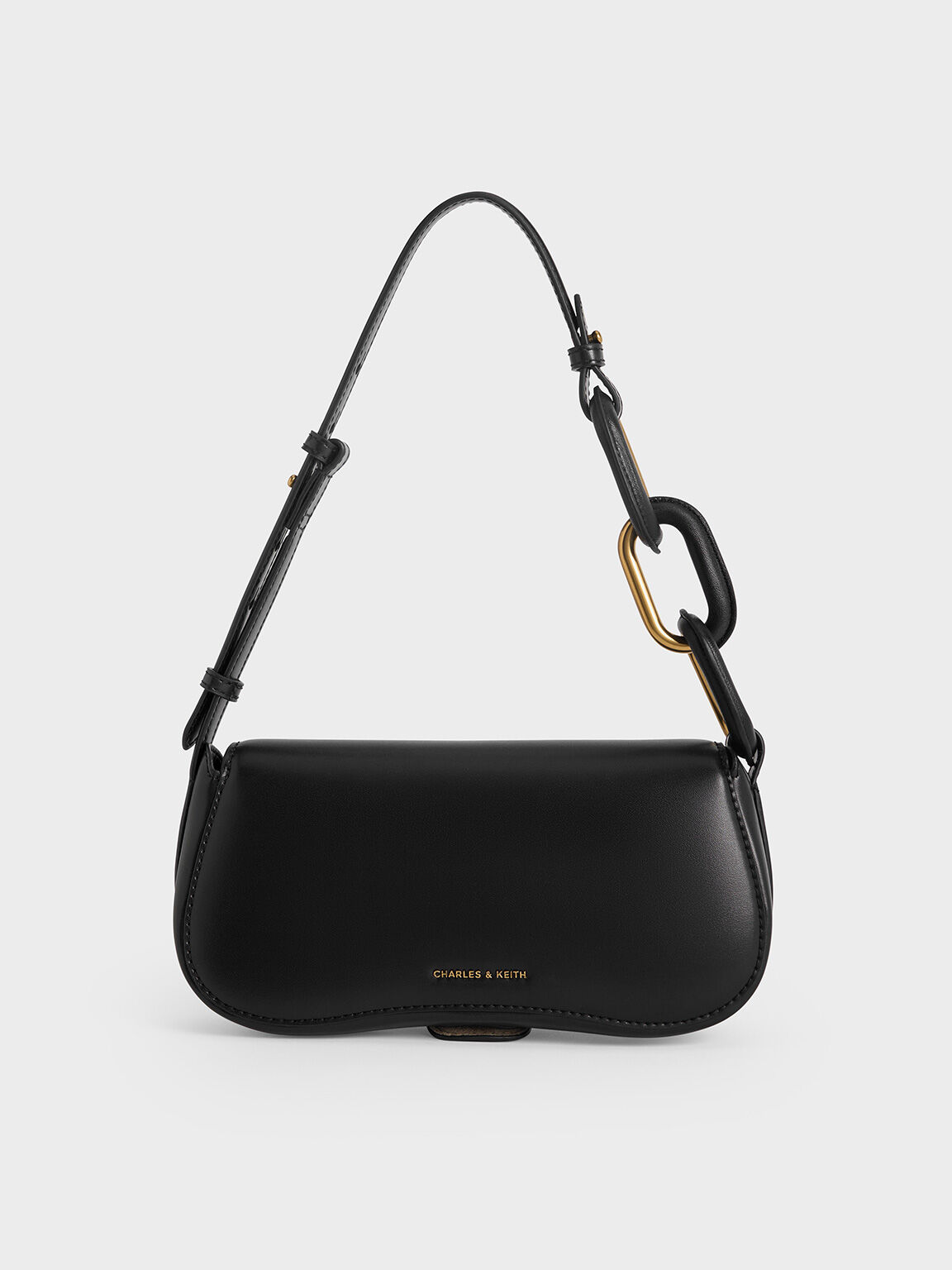 Kora Metallic-Accent Elongated Bag, Black, hi-res