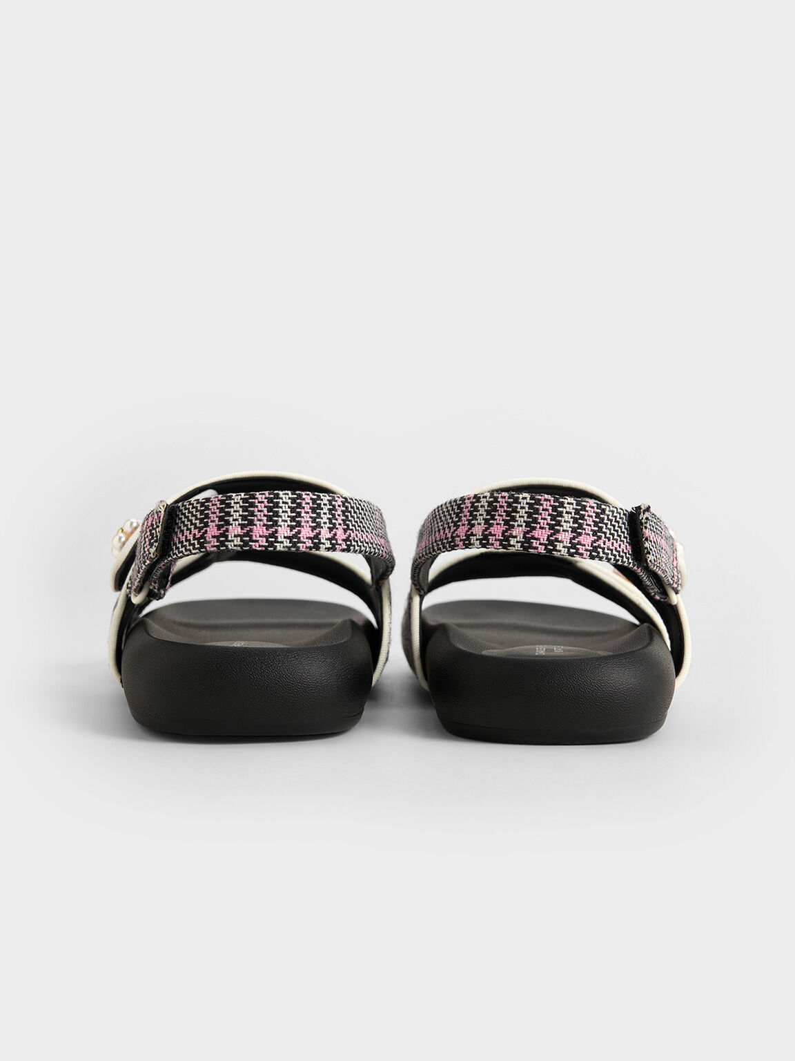 Girls' Patent Beaded-Flower Sandals, Blush, hi-res
