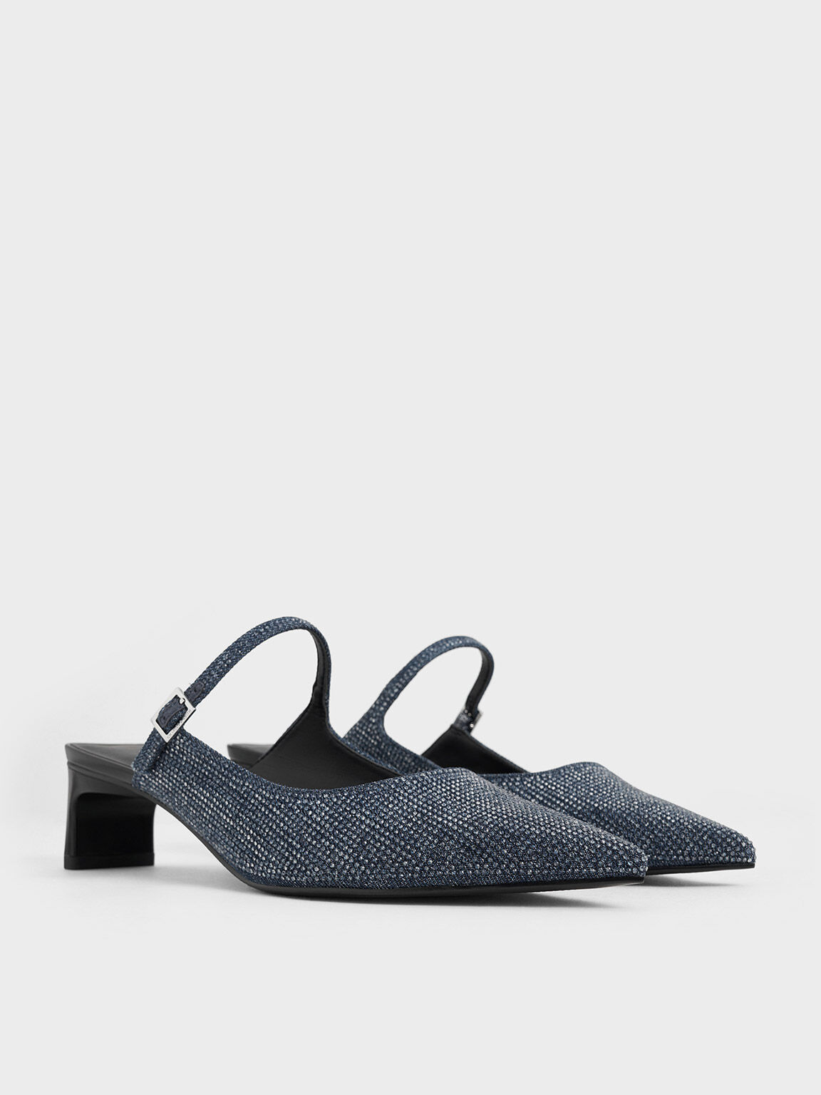 Gem-Embellished Blade Heel Mules, Denim Blue, hi-res