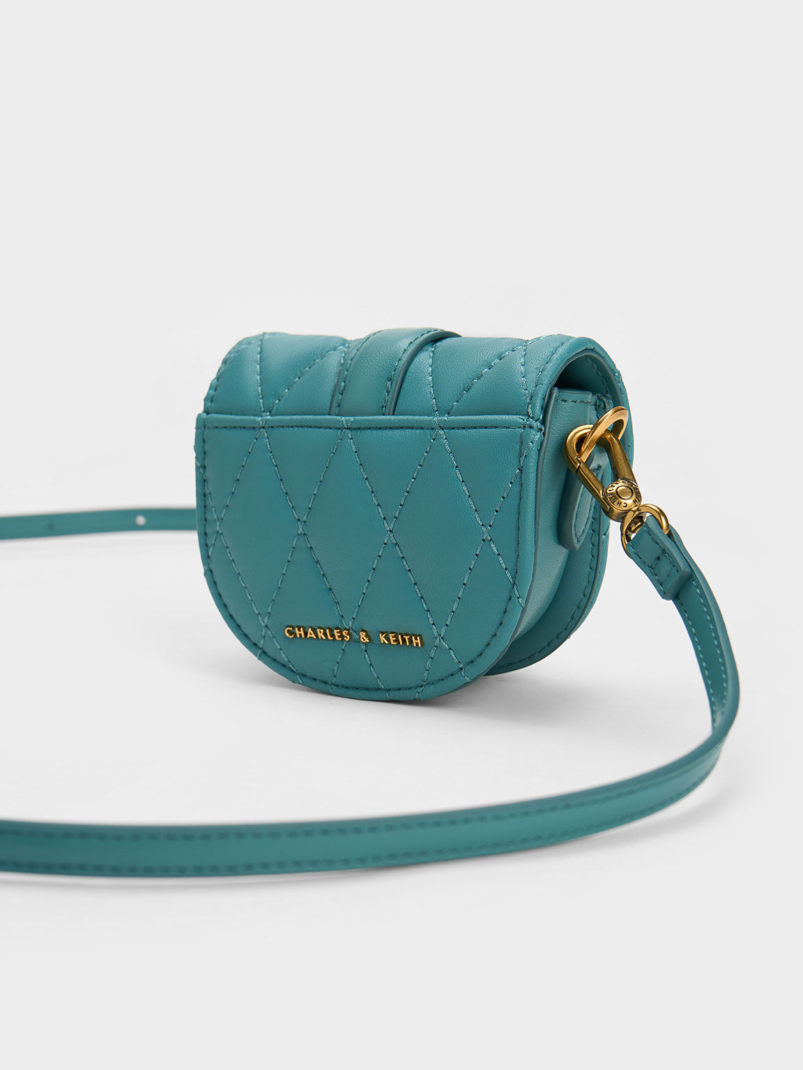 Steel Blue Gabine Quilted Saddle Bag - CHARLES & KEITH International