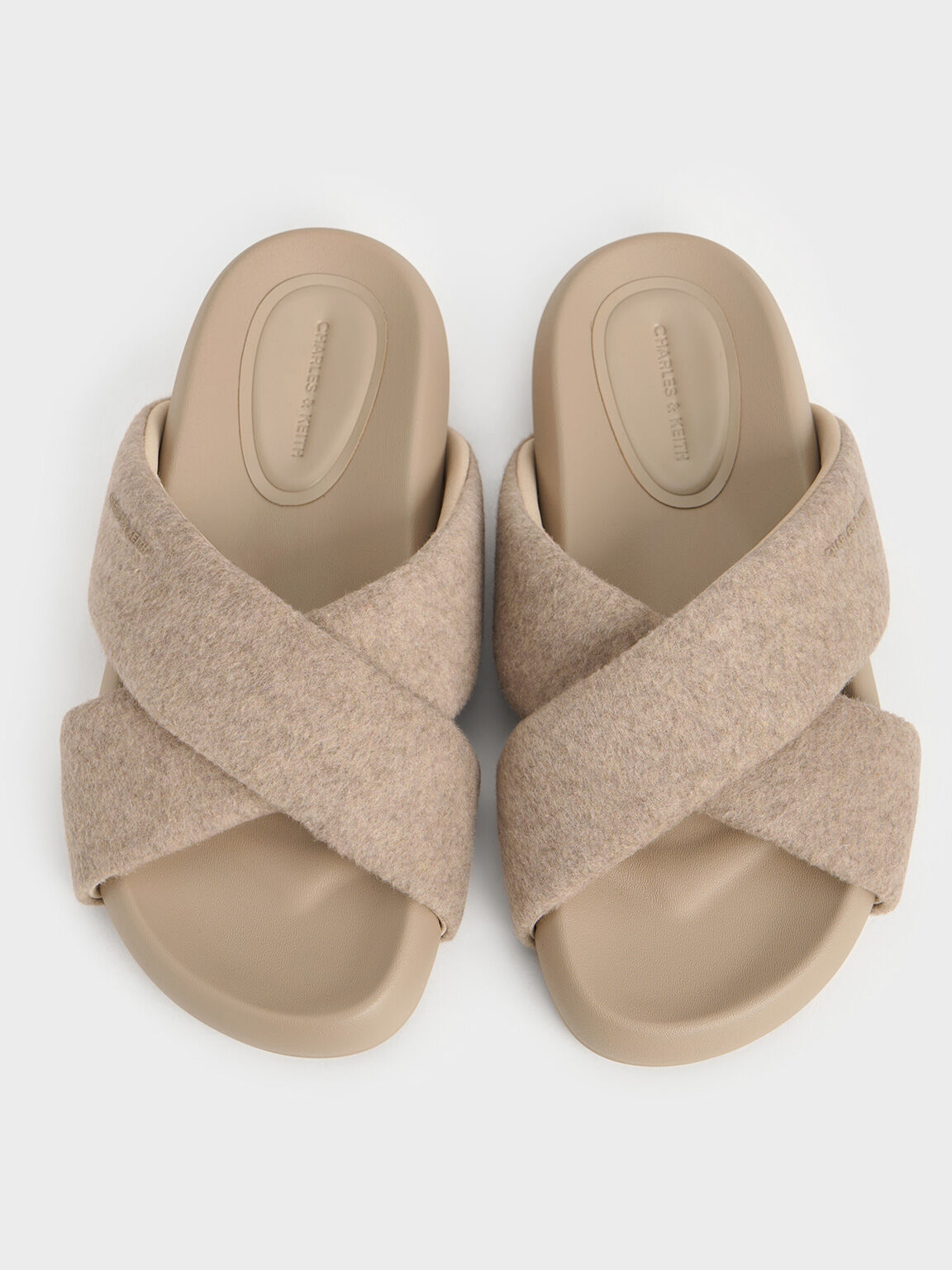 Lumi Textured Crossover-Strap Slide Sandals, Taupe, hi-res