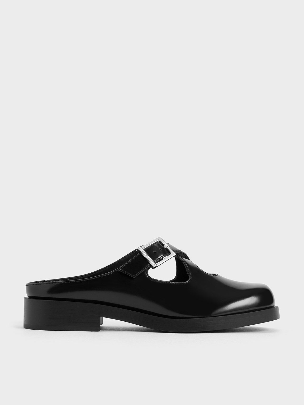 Buckled Crossover-Strap Slip-On Flats, Black Box, hi-res