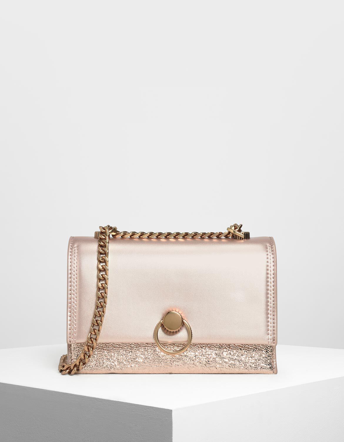 charles and keith rose gold bag