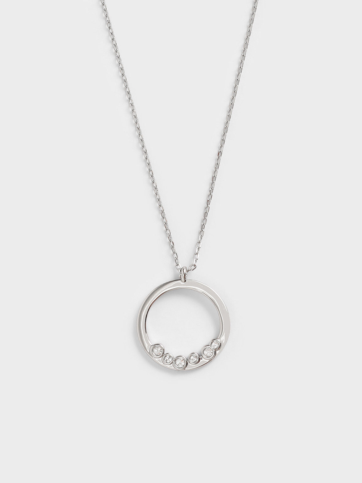 Silver Swarovski® Crystal Studded Pendant Necklace - CHARLES