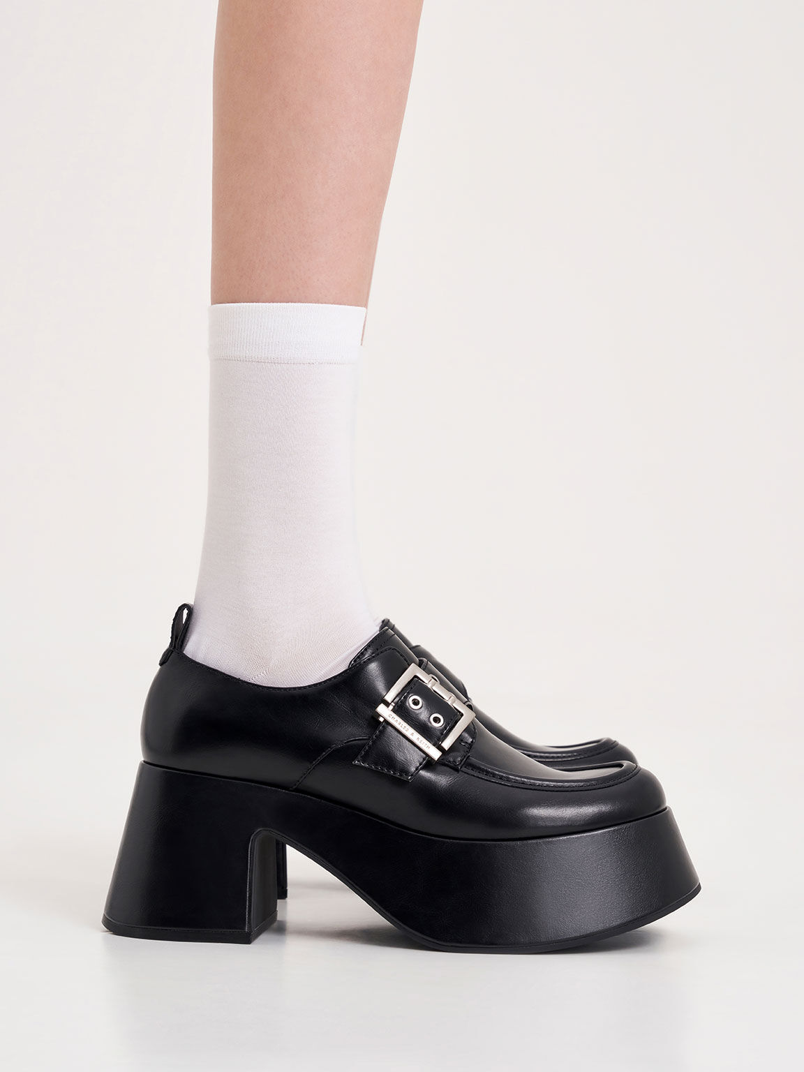 Black Rubina Buckled Chunky Loafers - CHARLES & KEITH US