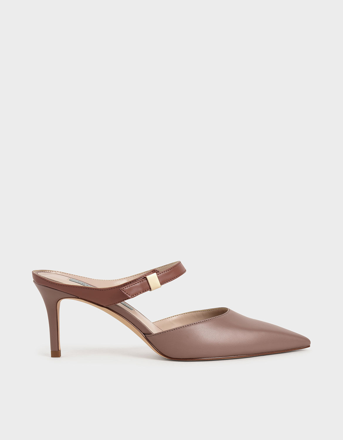 Mauve Two-Tone Ankle Strap Mules - CHARLES & KEITH US