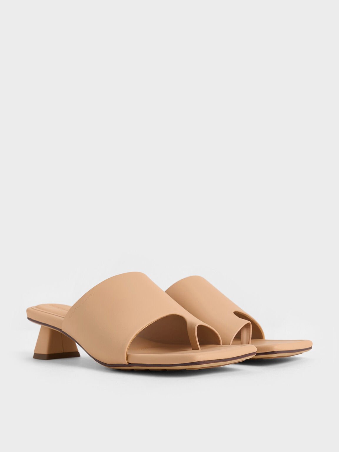 Asymmetric Square-Toe Toe-Ring Sandals, Nude, hi-res