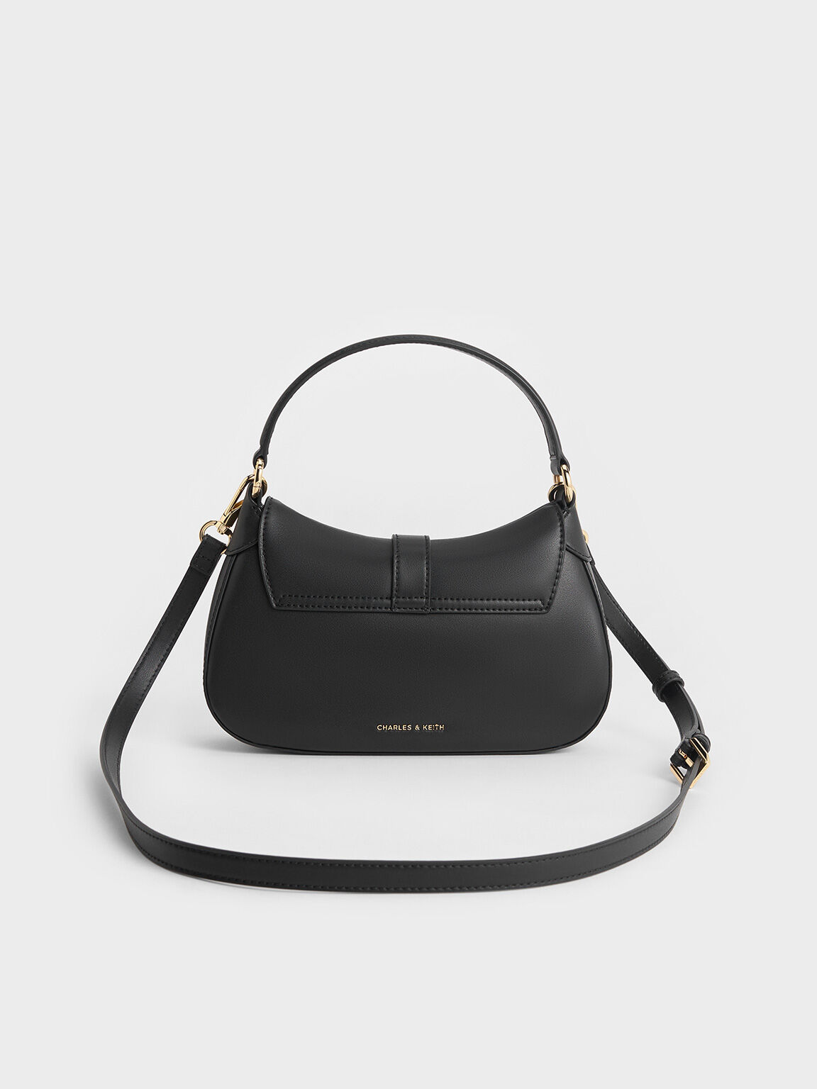 Bolso Hobo Agatha con Cadena, Negro, hi-res