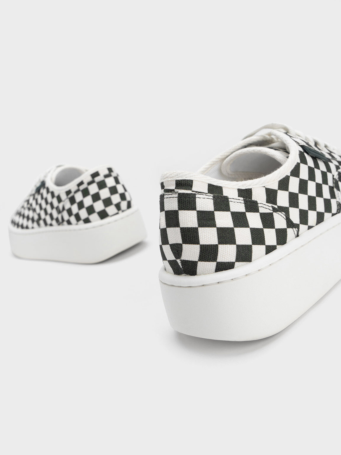 Skye Checkered Canvas & Cotton Sneakers, Dark Green, hi-res