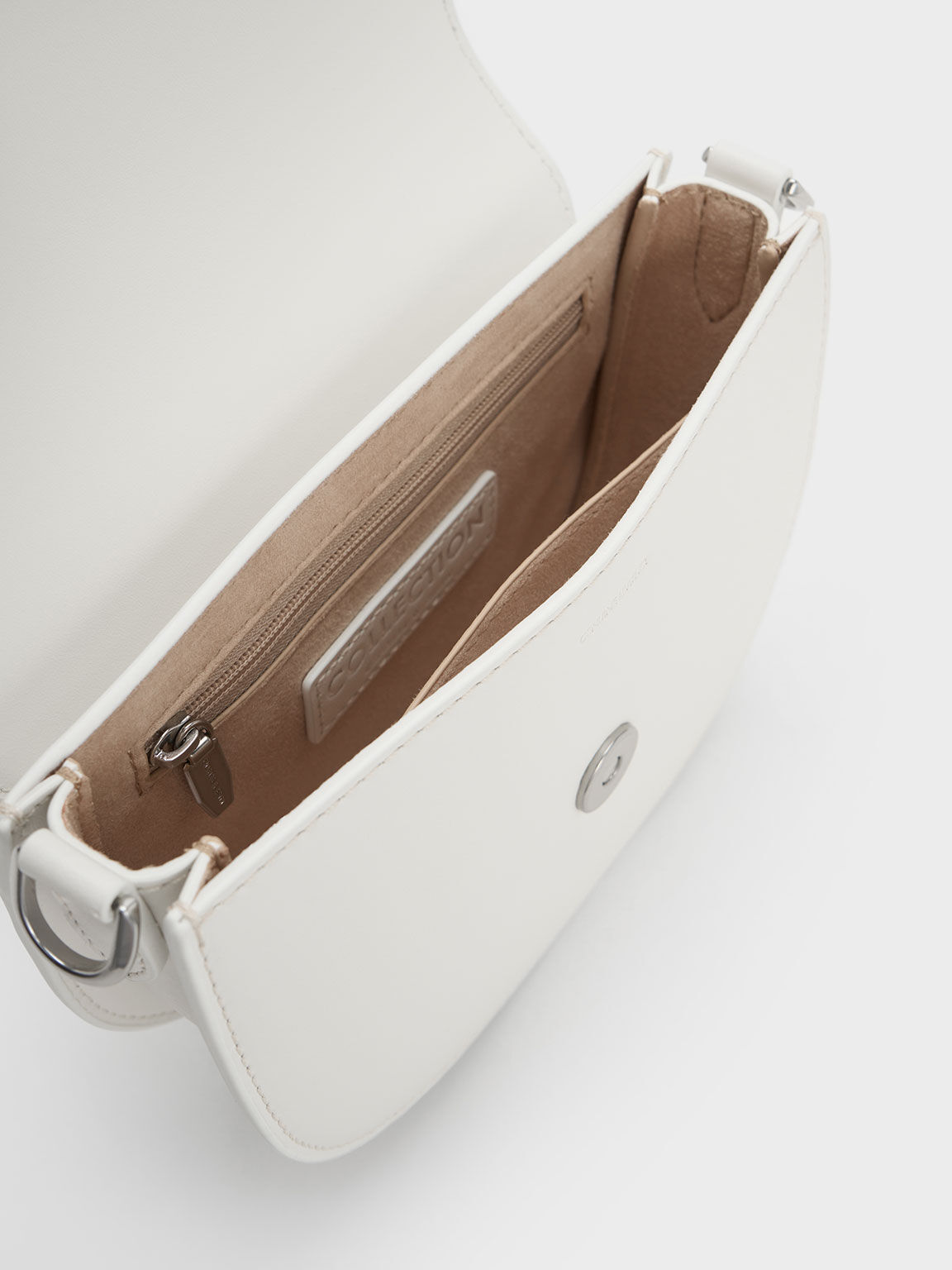 Mini Gabine Leather Saddle Bag - White