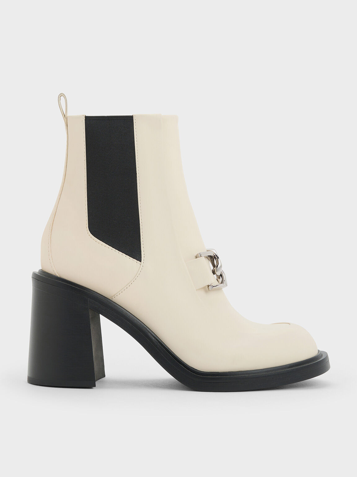 Gabine Block Heel Ankle Boots, Chalk, hi-res