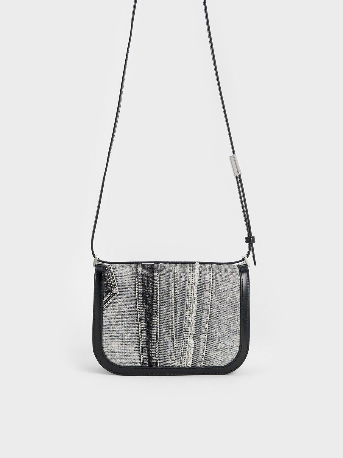 Bolso Charlot de retacería en denim, Noir, hi-res