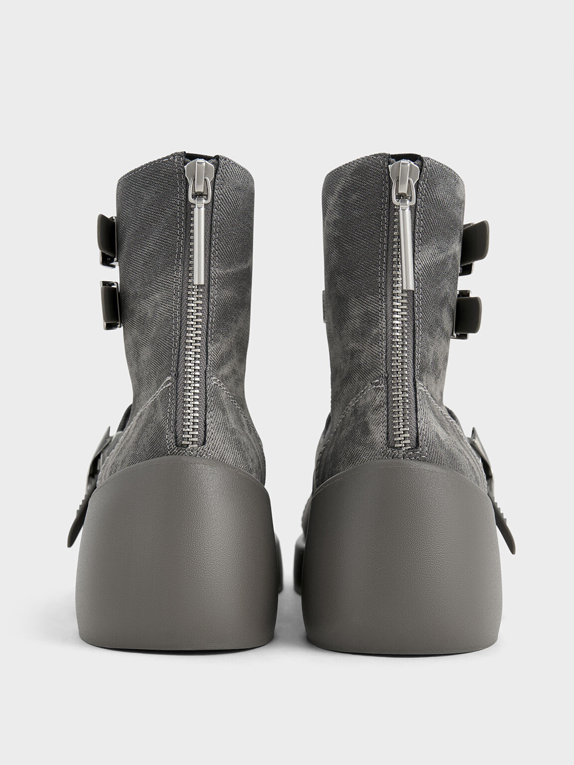 Robbie Denim Ankle-Strap Mary Jane Boots, Dark Grey, hi-res