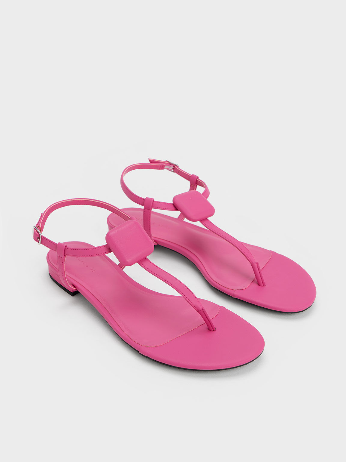 PETITE JOLIE Neon Pink Flat Sandals with a Bow for Girls