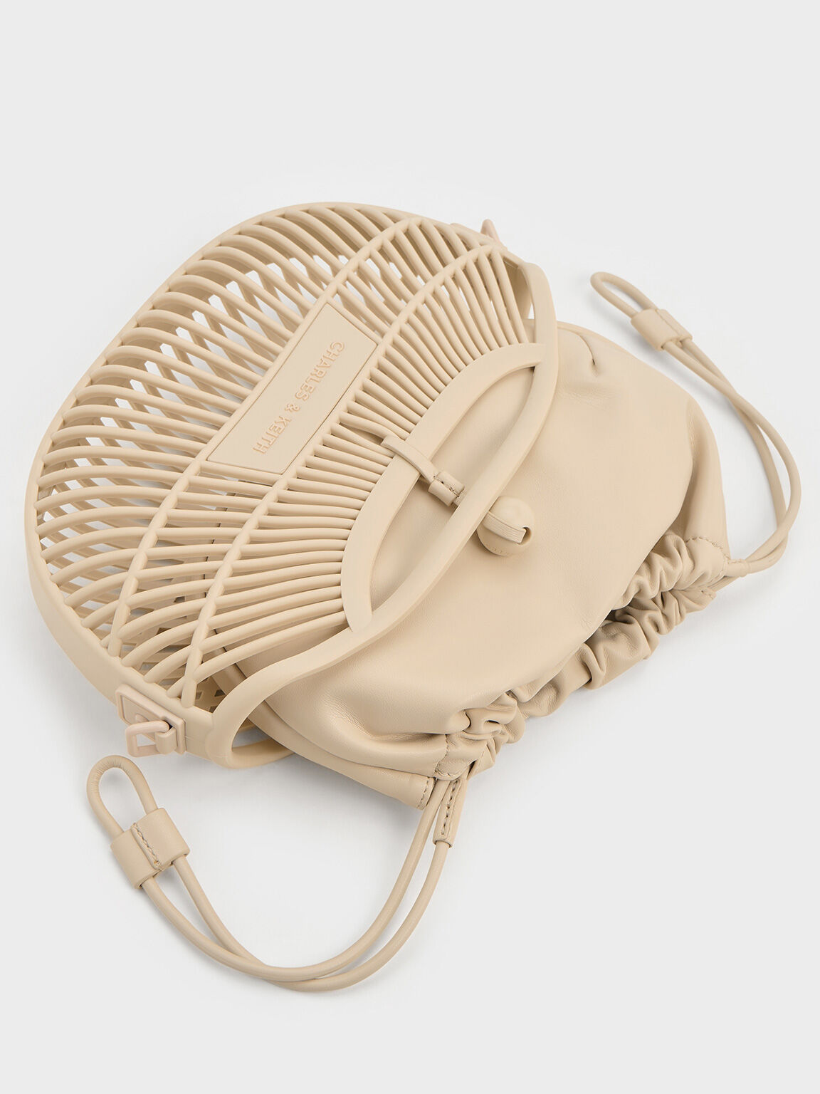 Mini Calypso Fan Curved-Handle Bag, Beige, hi-res