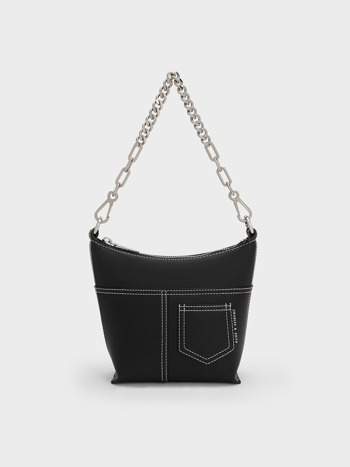 Anthea Contrast-Trim Shoulder Bag, Black, hi-res