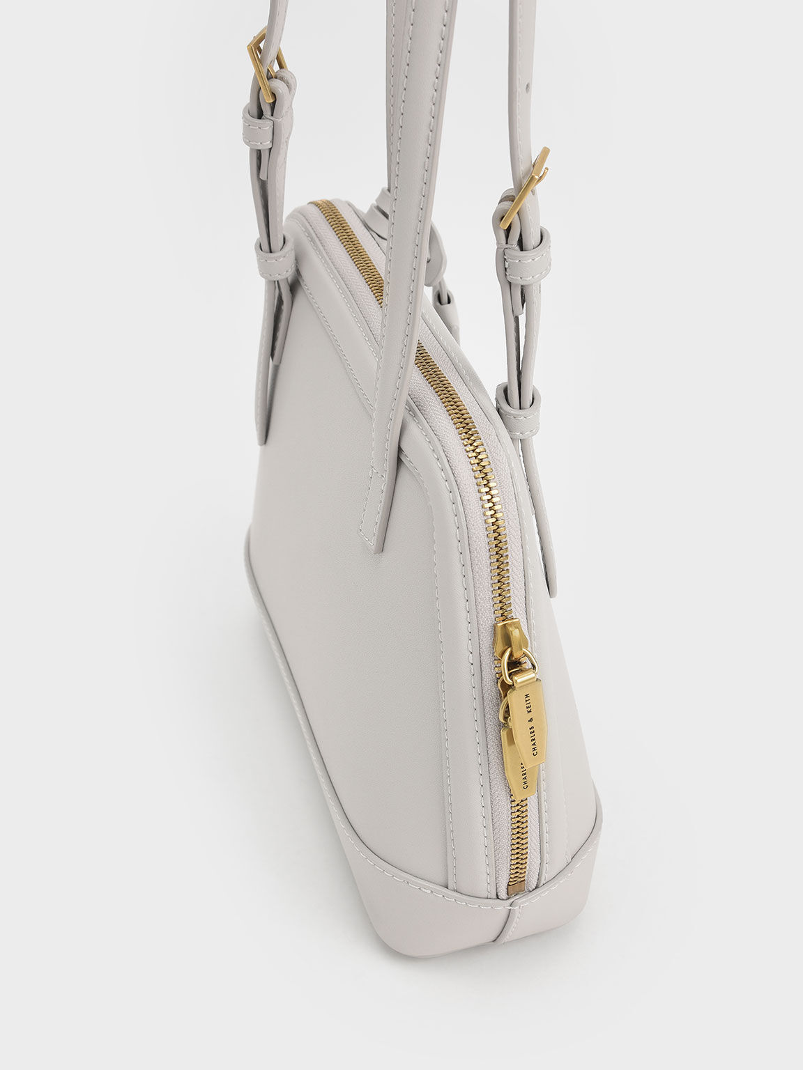 Light Grey Enola Structured Top Handle Bag - CHARLES & KEITH PH