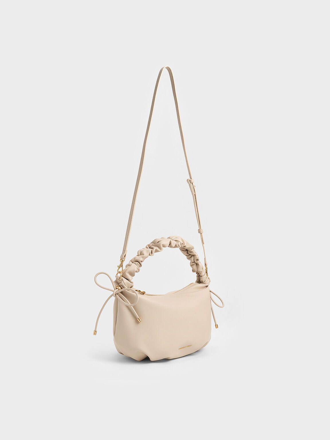 Maisy Ruched-Handle Hobo Bag, Oat, hi-res