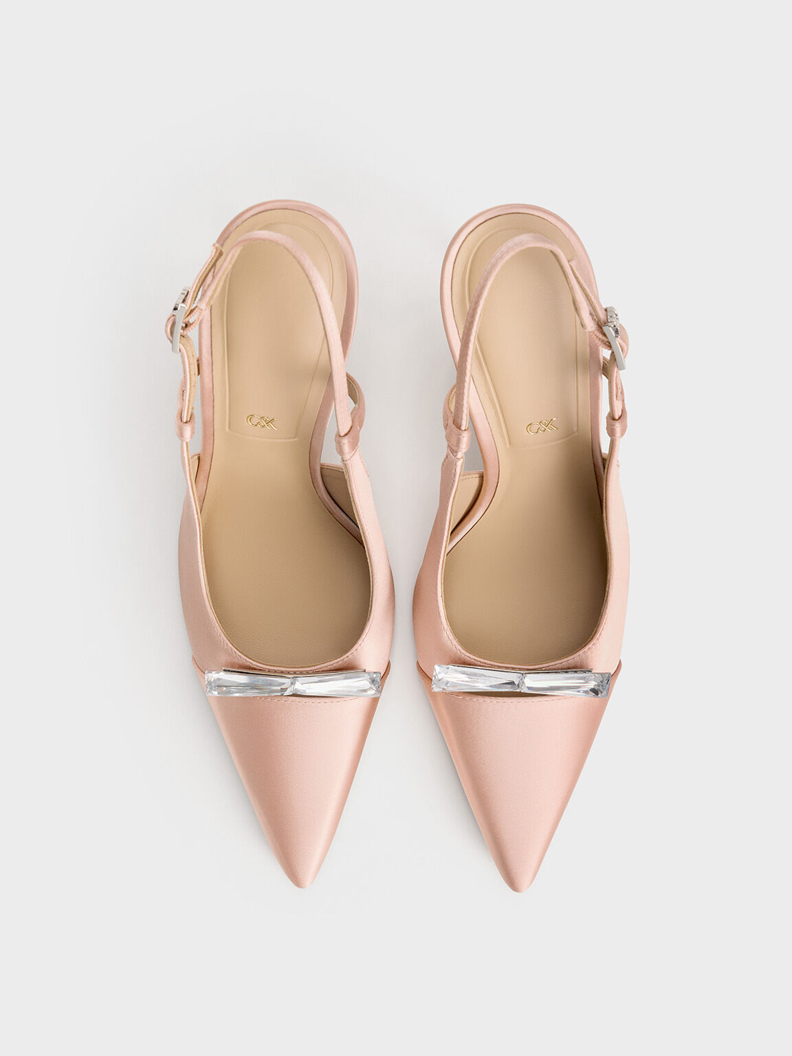 Recycled Polyester Bow Slingback Pumps, Pink, hi-res