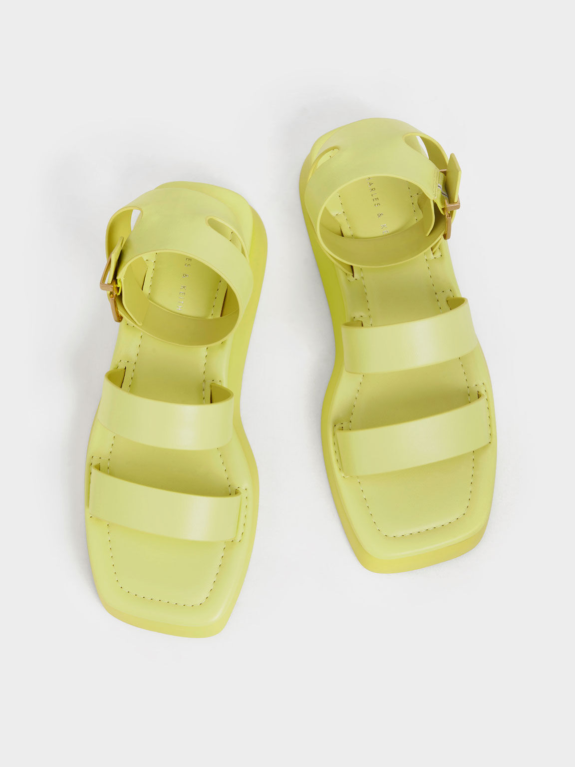 Yellow Square Toe Ankle-Strap Sandals - CHARLES & KEITH PH