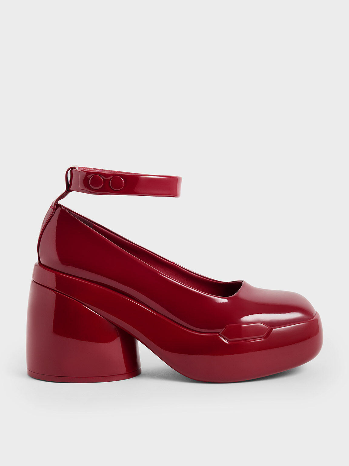 Red Patent Chunky Heel Pumps CHARLES & KEITH US