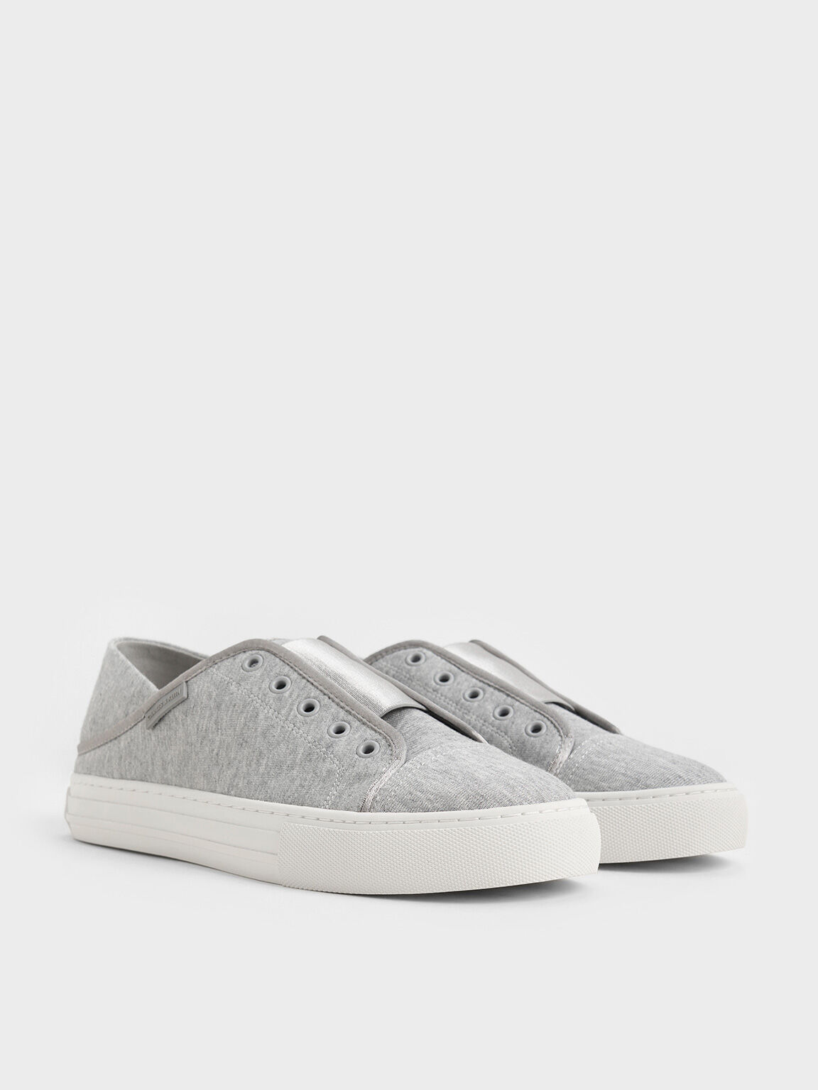 Textured Slip-On Sneakers, Light Grey, hi-res