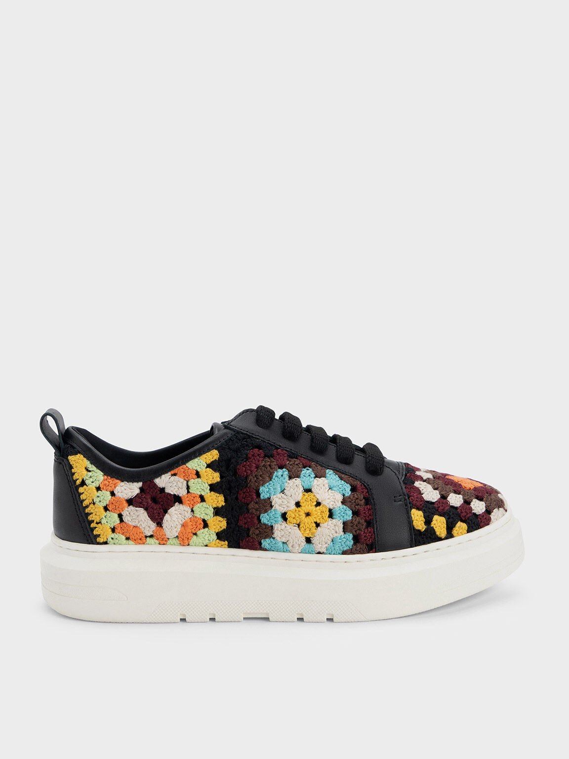 Fable Floral Crochet & Leather Sneakers, Multi, hi-res
