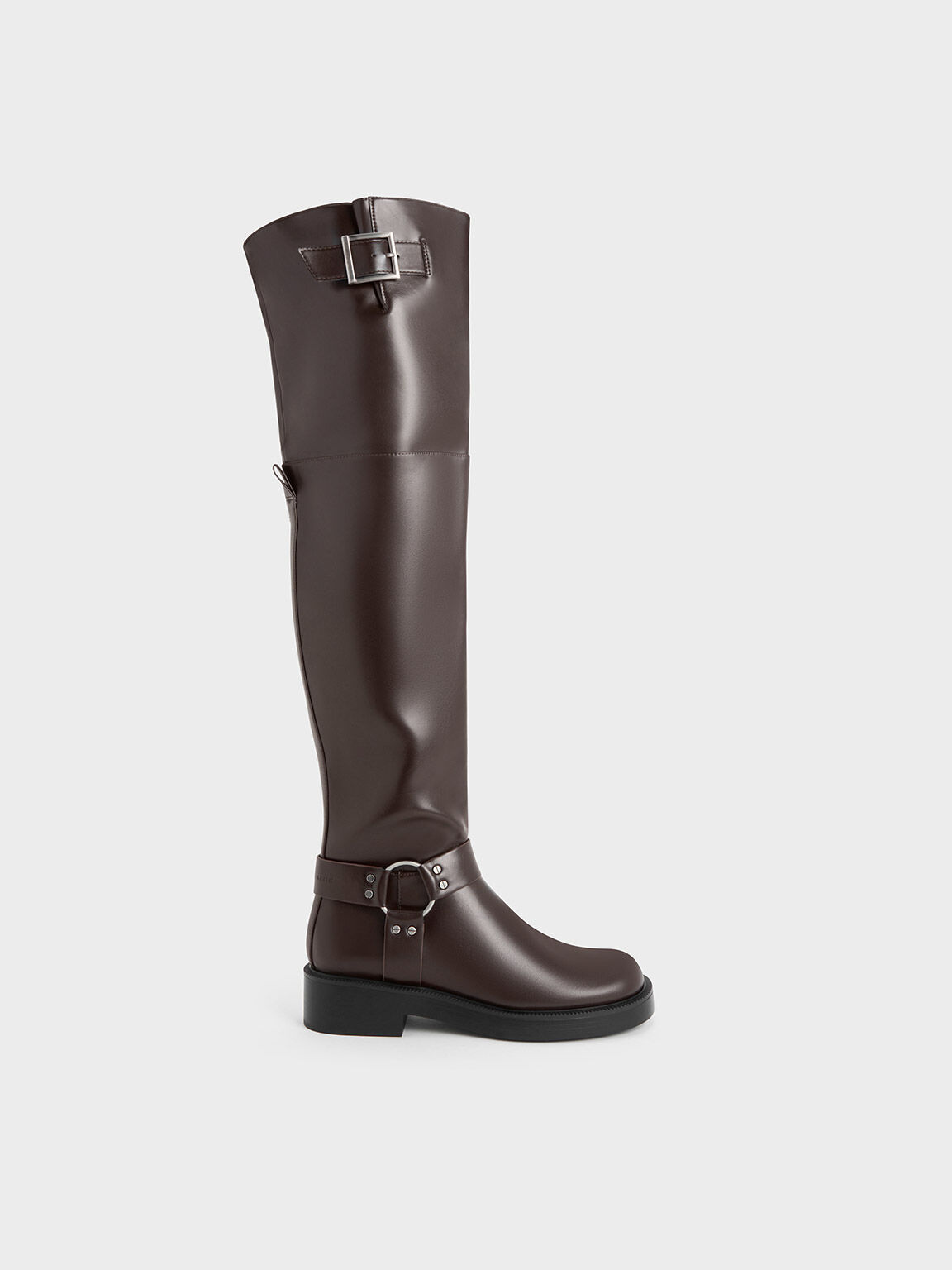 Dark Brown Chunky Platform Knee-High Boots - CHARLES & KEITH US