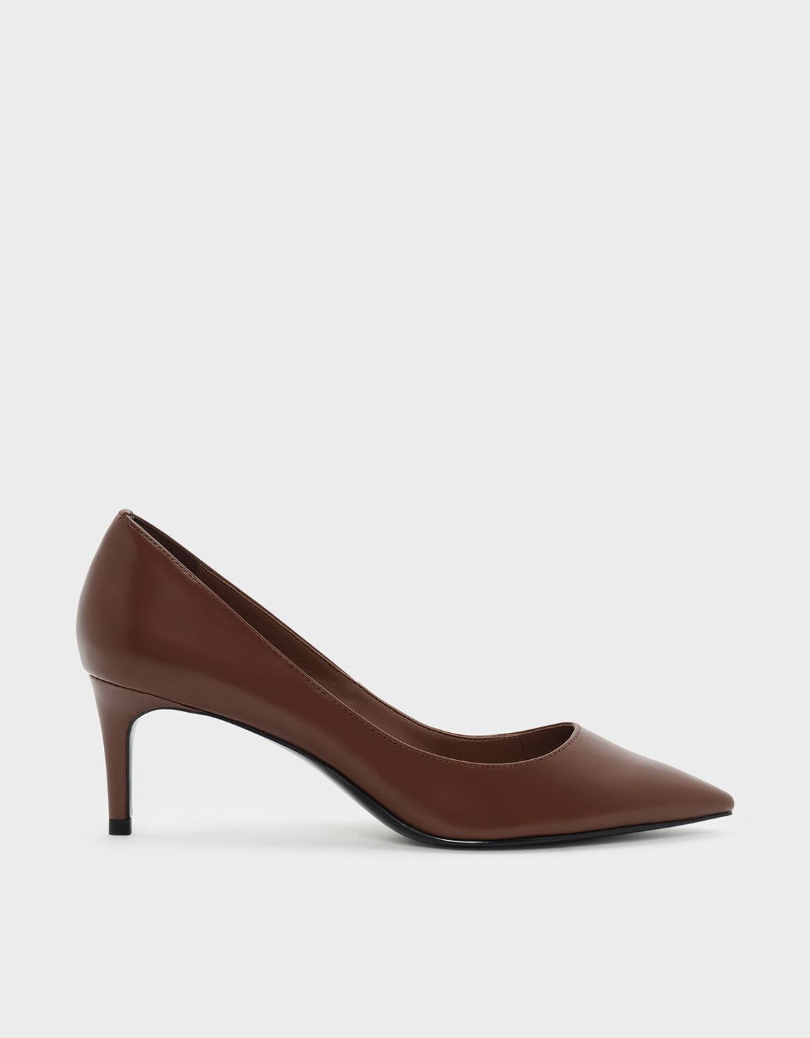 cognac pointed toe pumps