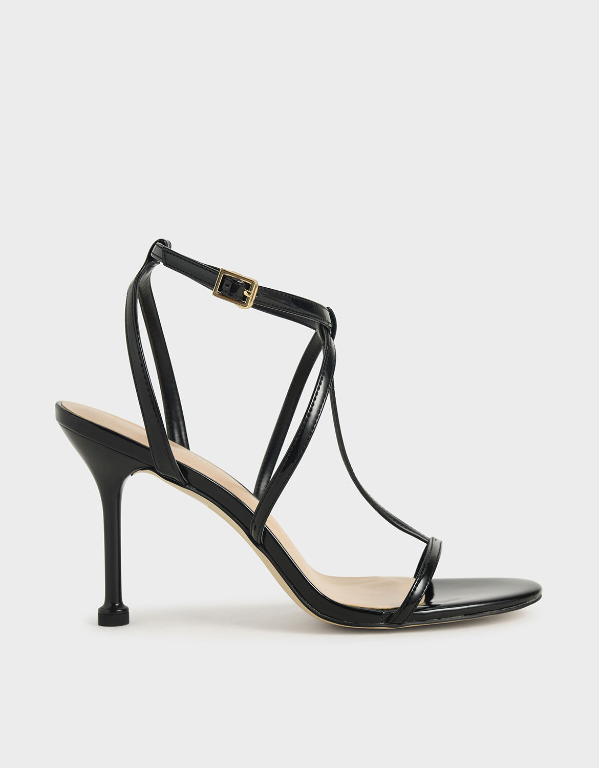 black patent strappy heels