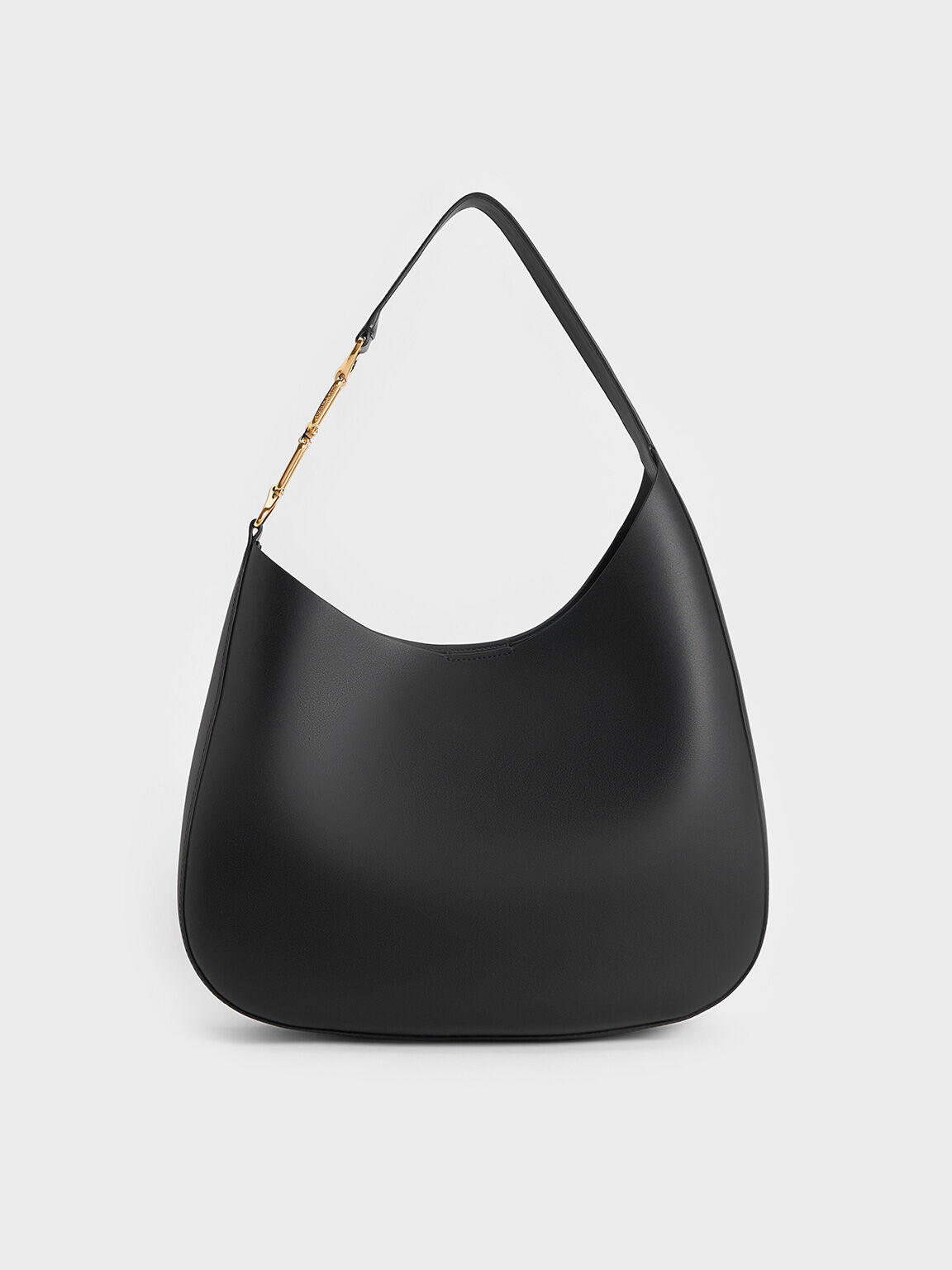 Agatha Chain-Accent Slouchy Hobo Bag, Black, hi-res