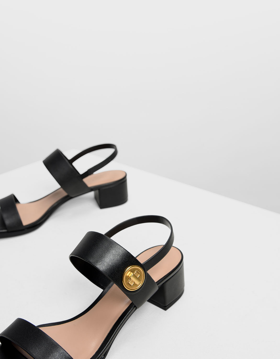 black midi block heels