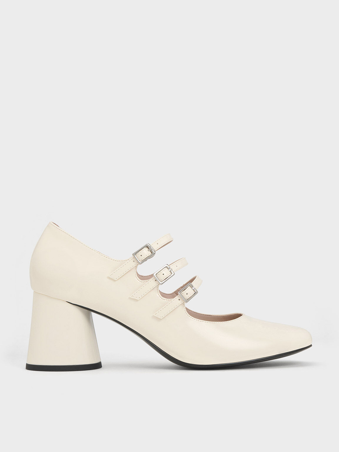 Charles & Keith Women's Patent Block Heel Mary Janes