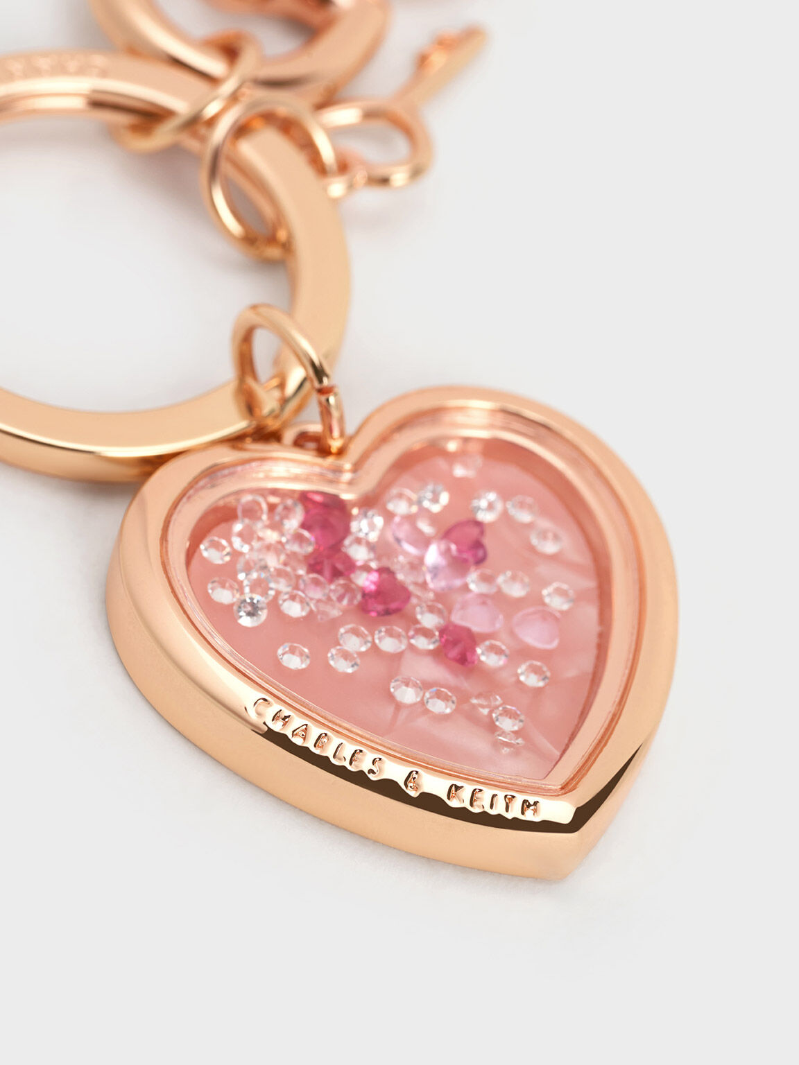 Heart Lock Crystal Keychain - Rose Gold