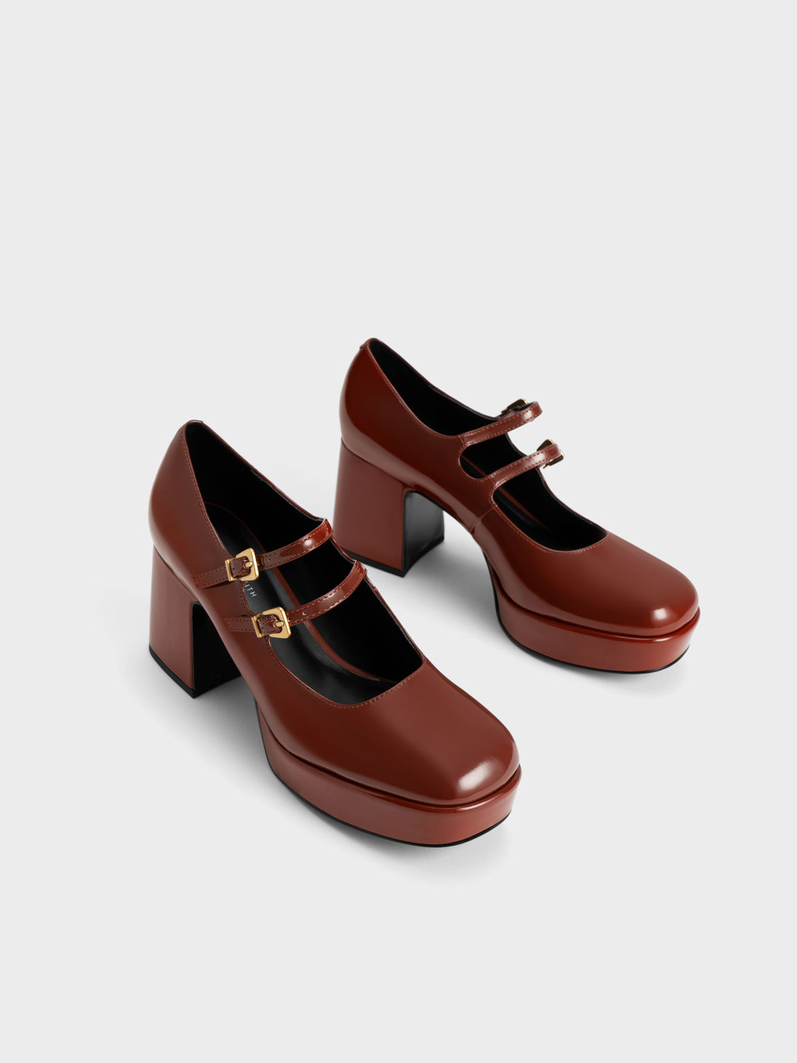 Jaylin Patent Block Heel Mary Janes, Cognac, hi-res