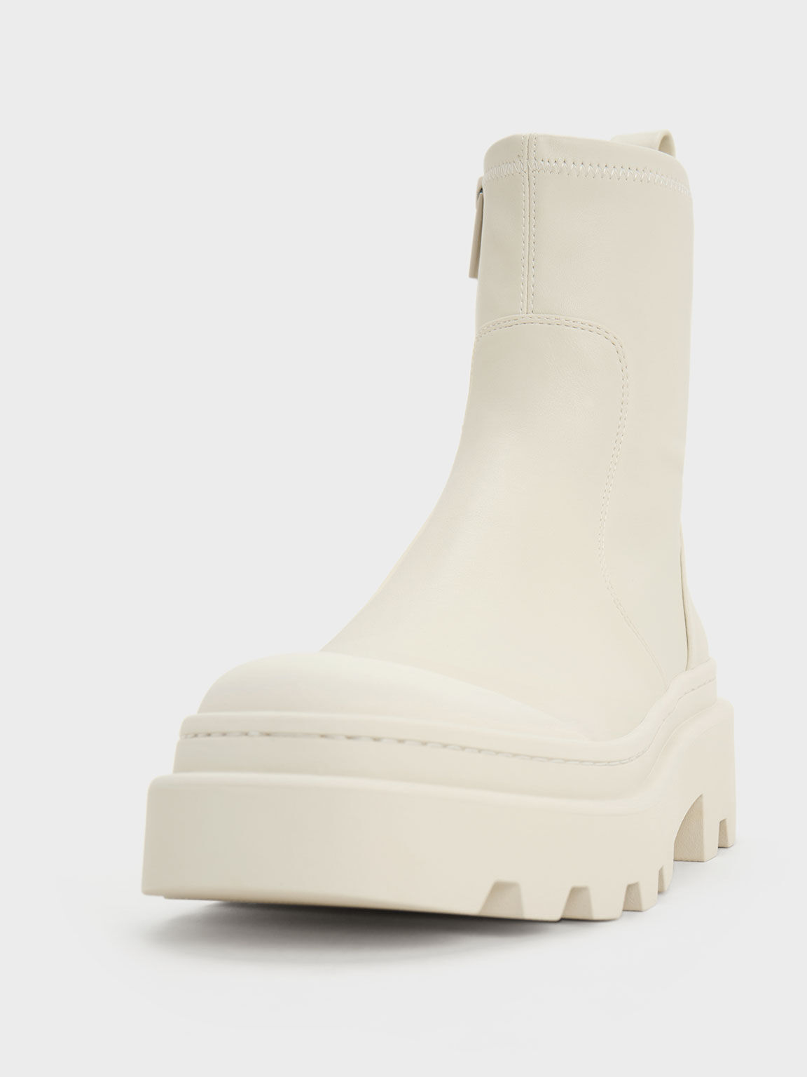 Indra Chunky Ridged-Sole Ankle Boots, Chalk, hi-res